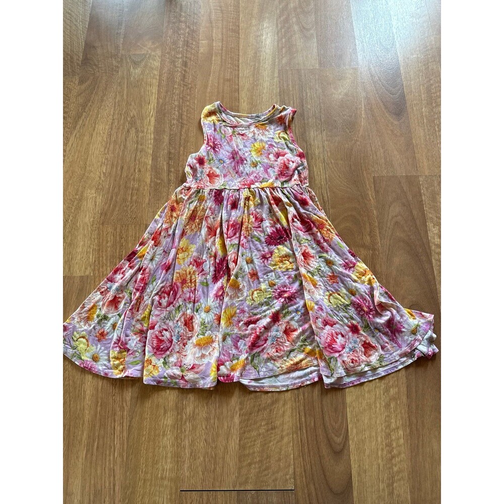 POSH PEANUT bamboo Girls Floral Sleeveless A-Line Dress